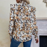 Autumn Winter Women Wear Leopard Print Long Sleeved Shirt