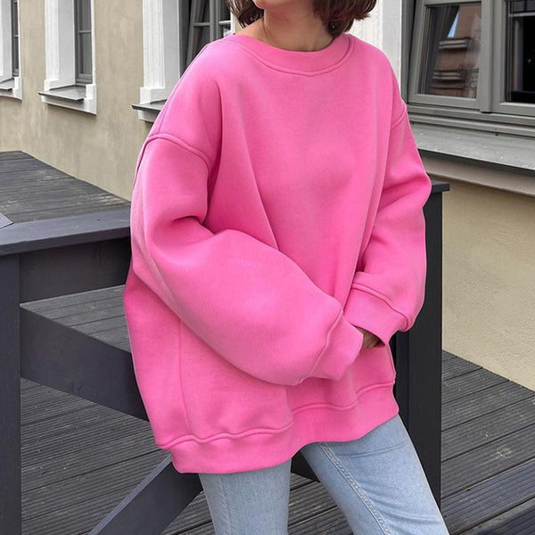 Herbst Winter Einfarbig Lose Pullover Straße Oversize Pullover Pullover Büro Tragen