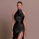 Halter Sleeveless Split Bottoming Dress Dress Autumn Stand Collar Dress