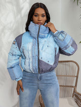 Women Clothing Source Women Jacket Denim Printing Cotton Coat Jacket