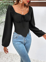 Women Clothing Slim Fit Slimming Puff Sleeve Long Sleeve Sexy Women Bottoming Shirt