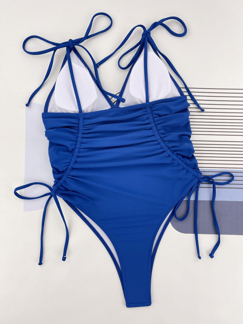 One Piece Swimsuit Drawstring Pleated Sexy Swimsuit Swimsuit