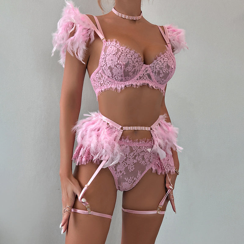 Lingerie Feather Lace Sexy Sexy Suit Heavy Industry High Quality Sexy Underwear Women