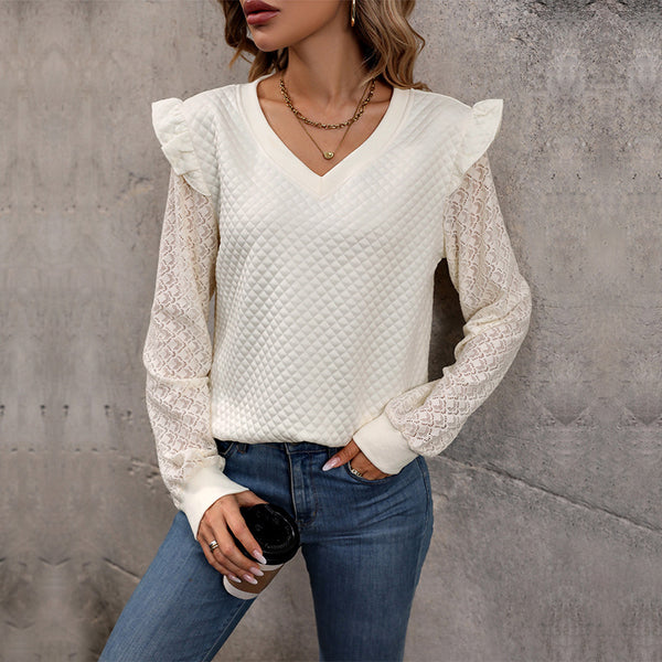 Autumn Women Clothing Long Sleeve Solid Color Knitted Top for Women Autumn