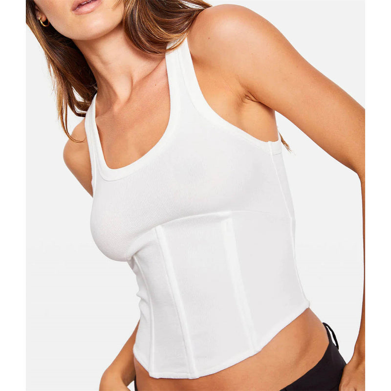 Rib U Neck Sexy Short Cropped Tank Top Taille Short Top für Damen Sommer Boning Corset Korsett