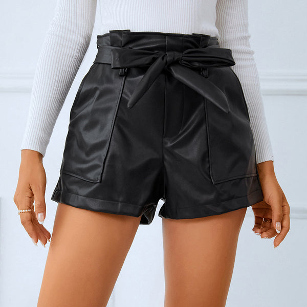 Sommer Frauen Lose Hosen Straße Bandage Schwarz Breite Bein Shorts Frauen