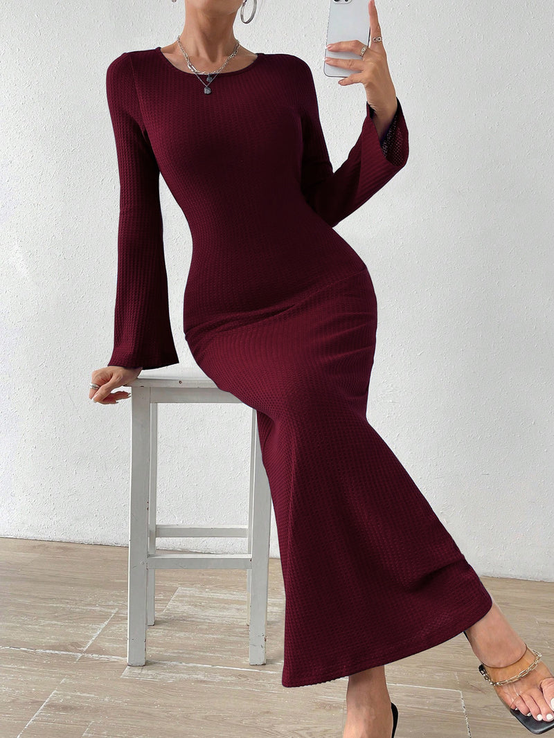 Sexy Sexy Schwarz Langarm Kleid Frauen Herbst Taille Abnehmen Drapieren Mantel Fischschwanz Kleid Kleid