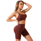 Yoga Fitness Suit Sexy Yoga Clothes Peach Hip Shorts Tight Sports Bra Shorts Suit