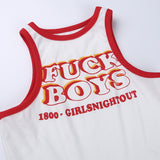 Retro Summer Sexy All Match Top Women Knitted Contrast Color Letter Graphic Printed Short Vest