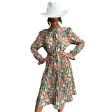 Women Wear Printed Long Sleeve Half Turtleneck Dress - Angelique