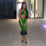 Women Clothing Summer Night Club Sexy Bandeau Skirt Two-Piece Set Fashion Suit Women