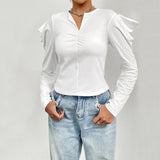 Autumn Clothing Puff Sleeve Beautiful Chic Small Top Women Bottoming Shirt Inner Niche