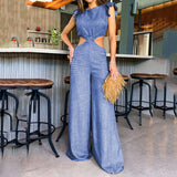 Women Jumpsuit Summer Cropped Outfit Loose Wide Leg Jumpsuit - Angelique