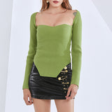 Maillard Autumn Winter Stretch Shoulder Baring Bottoming Knitwear Sweater for Women