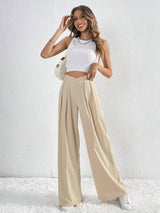 Autumn Winter Women Clothing Office Pleated Casual Wide Leg Pants Loose Trousers