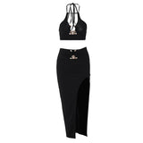 Women Clothing Summer Night Club Sexy Bandeau Skirt Two-Piece Set Fashion Suit Women