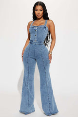 Jeans-Overall für Damen, schmal geschnitten, Bodysuit, Taille, eng anliegend, gewaschener Straps-Overall