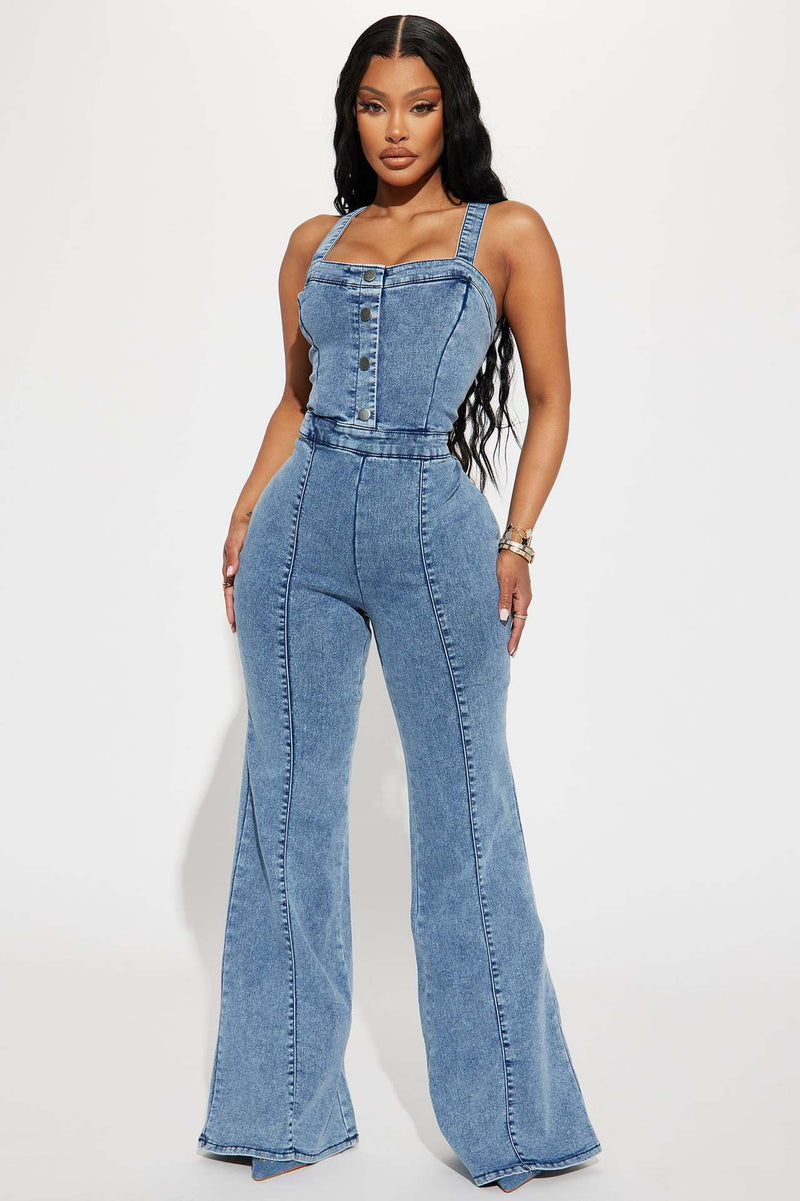 Denim Jumpsuit Women Slim Fit Bodysuit Waist Tight Washed Suspender Jumpsuit