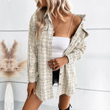 Autumn Winter Women Wear Long Plaid Shacket