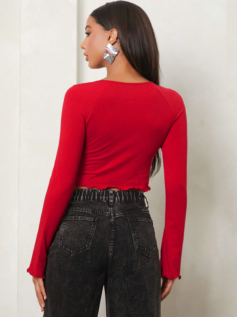 Sexy Retro Short Coat Women Sexy Sexy Thin Slim Bottoming Spring Autumn Red Short Sports Cropped Top