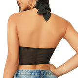 Outdoor Backless Breast Shaping Mesh Lace up Sexy Sexy Halter Wrapped Chest Tube Top