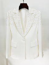 Rhinestone Slim One Button Blazer for Women