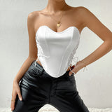 Sexy Sexy Lace-up Solid Color Chest-Wrapped Street Backless Boning Corset Boning Corset Waist-Tied Vest