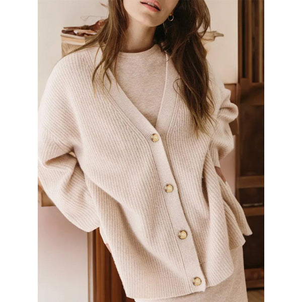 Popular Solid Color Cardigan Sweater Coat Women Top