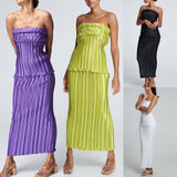 Summer Solid Color Suit Women Sexy Tube Top Top Skirt Two Piece