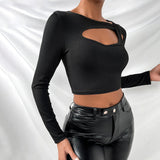 Frauen Kleidung Kurze Slim Fit Sexy Langarm T-shirt Oberbekleidung Unterwäsche Top