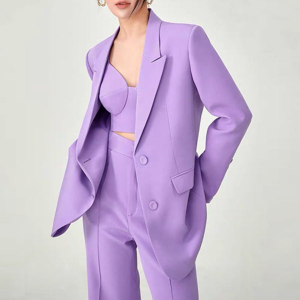 High Quality Casual Office Internet Celebrity Business Women Blazer Suit Set Three Piece Suit